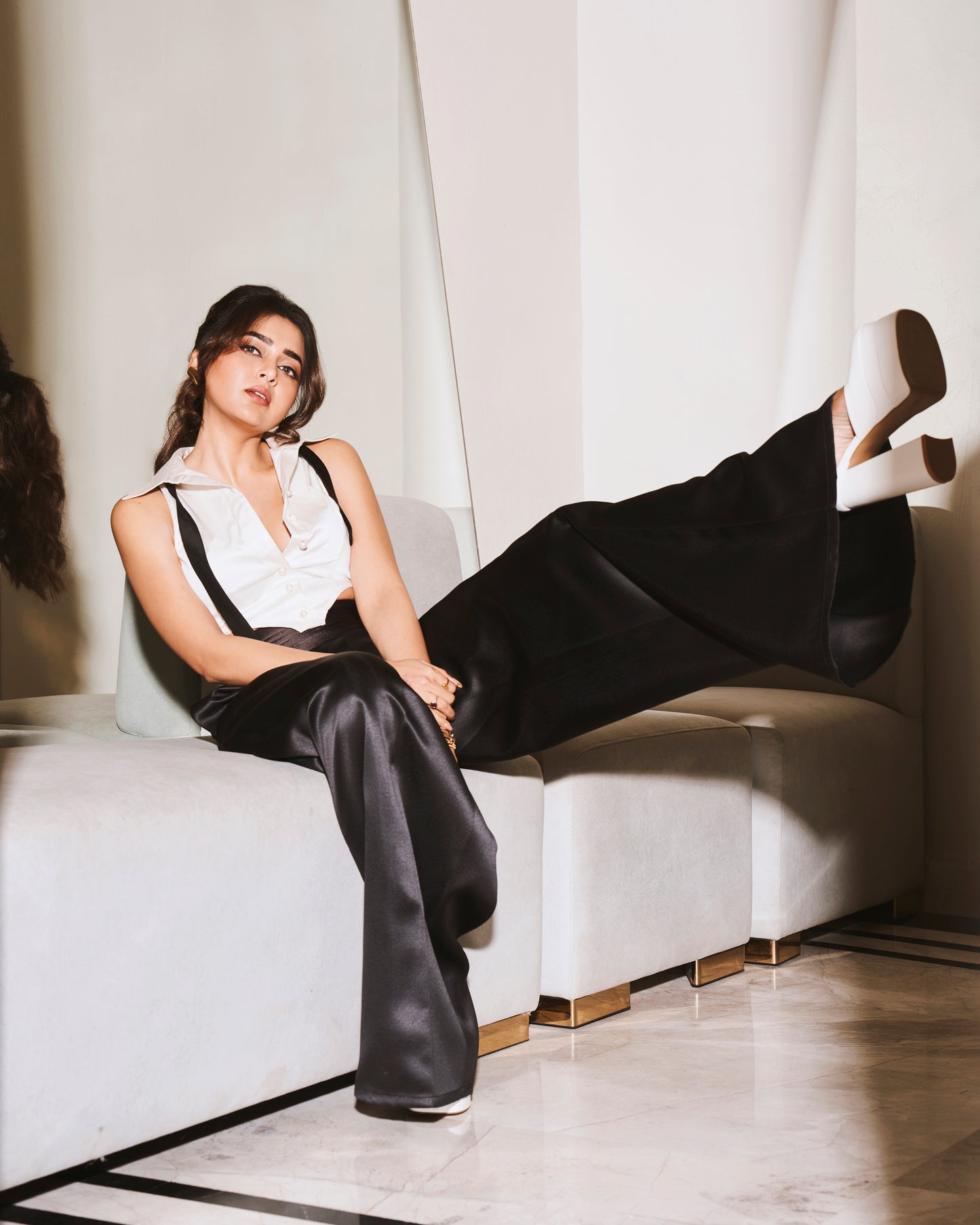 Hera’s Grace- White Leather Platforms