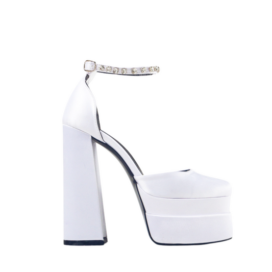 Hera’s Grace- White Leather Platforms