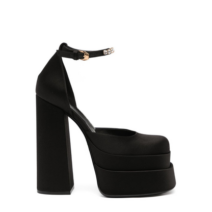 Nyx's Noir- Black Satin Platforms