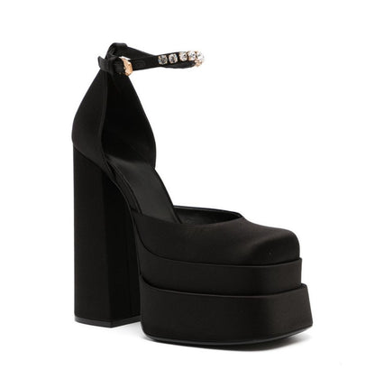 Nyx's Noir- Black Satin Platforms