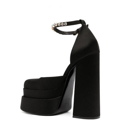 Nyx's Noir- Black Satin Platforms